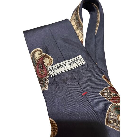 Vintage Hardy Amies London 100% Silk Paisley Print Tie - Picture 7 of 7